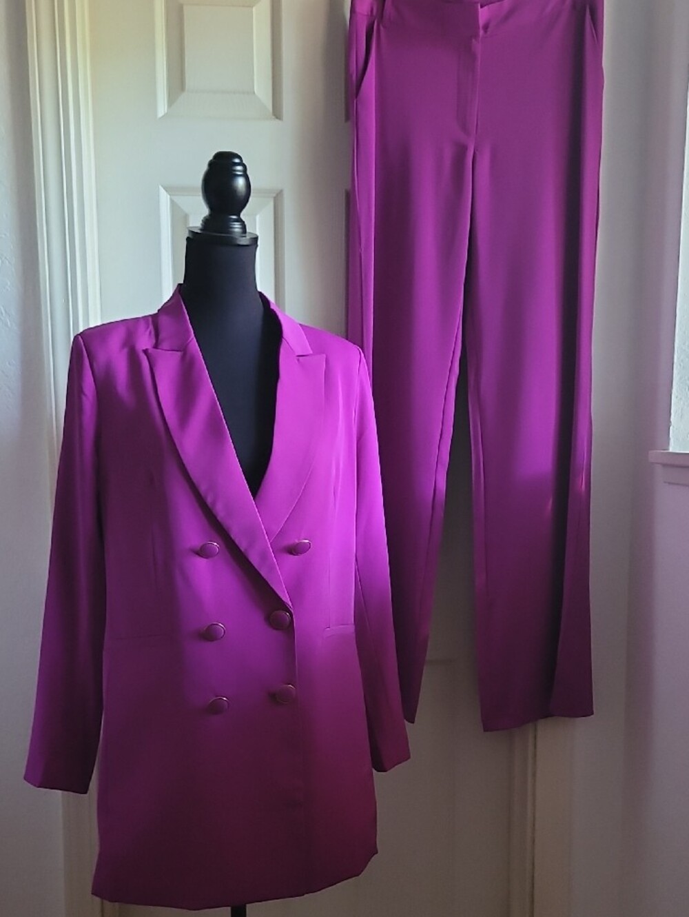 Fashion NOVA LIGHT PURPLE Tailored Blazer PANT SUIT, PALAZZO PANT SET NEW M - Picture 7 of 9